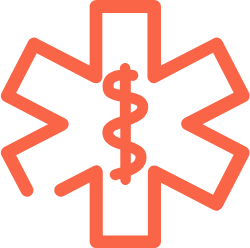Medical symbol with a star of life and a caduceus in the center