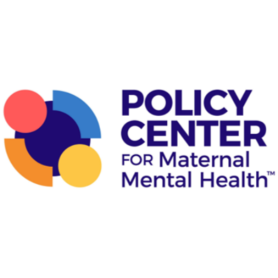 Logo of the Policy Center for Maternal Mental Health with colored abstract shapes and text.