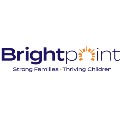 Brightpoint logo with tagline 'Strong Families • Thriving Children' in purple and orange