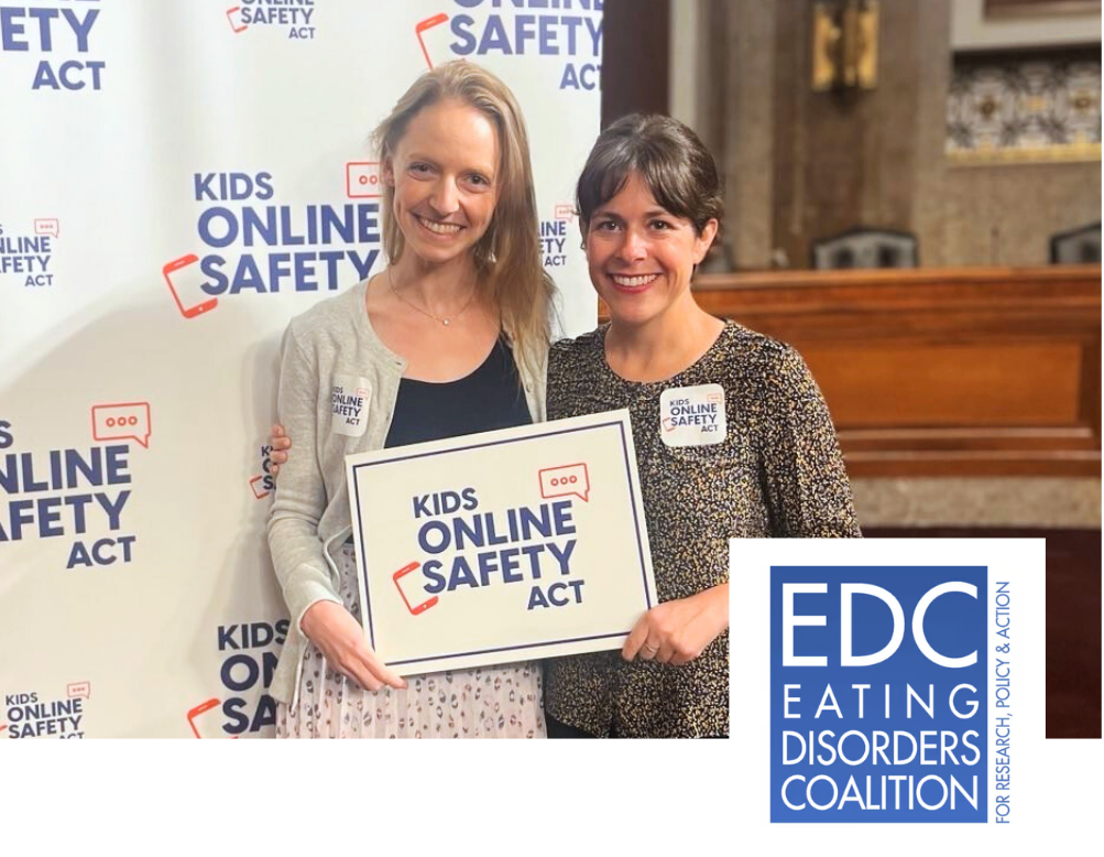 Center Road experts smile in front of a backdrop at the historic passage of the Kids Online Safety Act in the US Senate