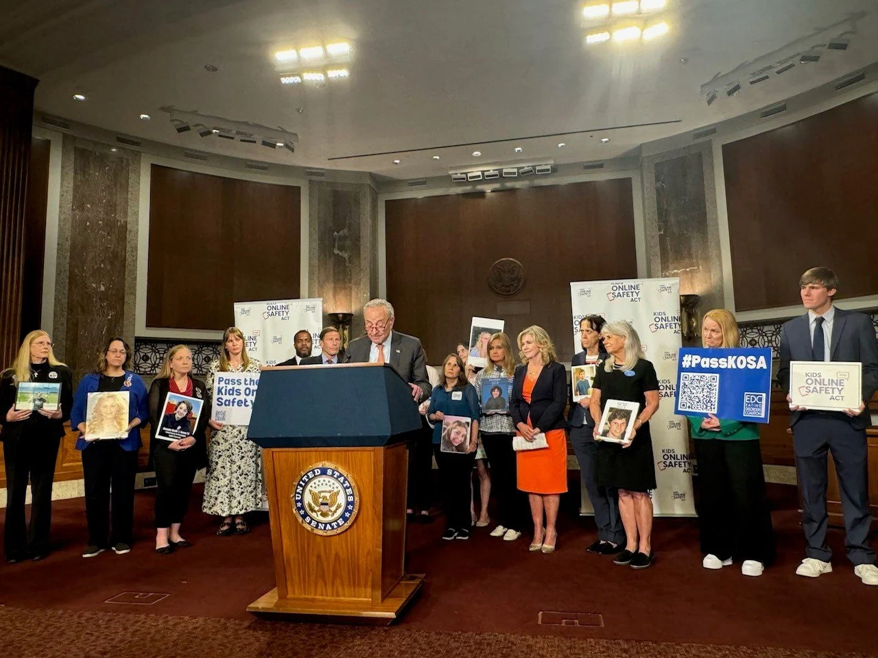 Survivor parents rally for the Kids Online Safety Act in the US Senate Federal Legislation to Protect Kids