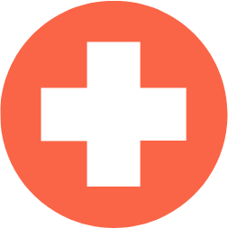 Red circle with a black cross symbol inside.