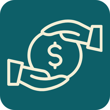 Icon of a bomb with a dollar sign in the center and fuse at the top.