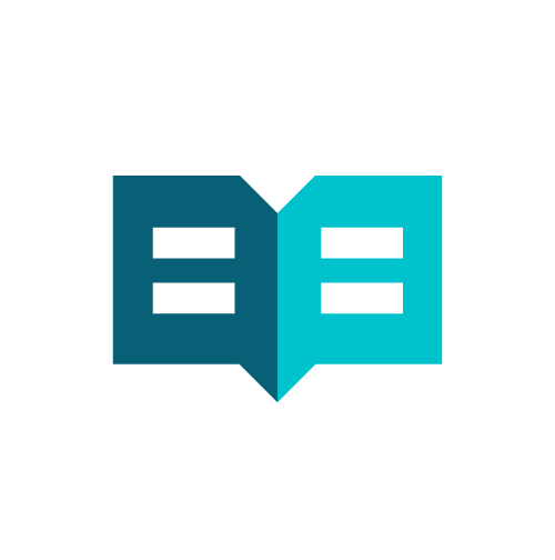An icon of a book with an equal sign inside, split into two colors: dark blue on the left and light blue on the right.