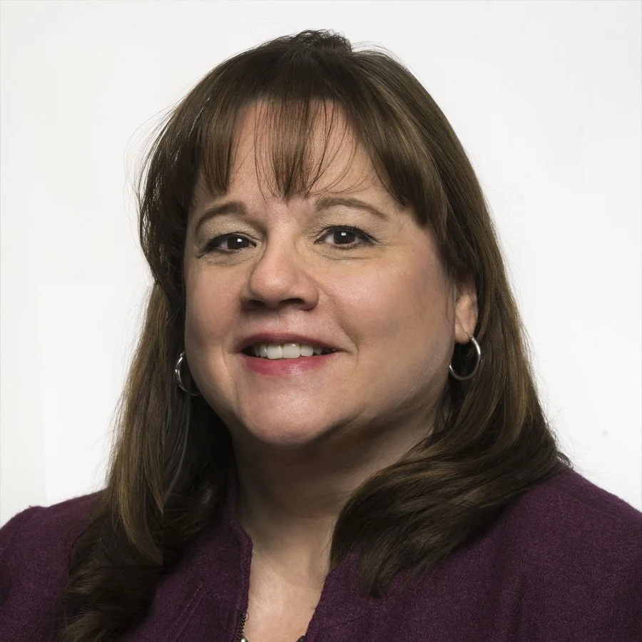 A woman with brown hair, wearing hoop earrings and a purple top, smiling against a plain white background. Deanna Girard, Board Chair

Director