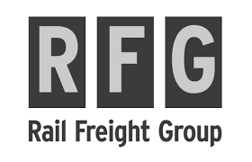 Logo for Rail Freight Group with the initials RFG and the words Rail Freight Group underneath.