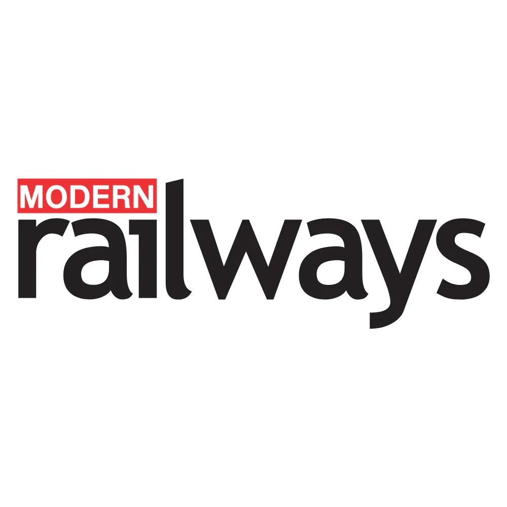 Modern Railways logo with the word 'MODERN' in a red box above the word 'railways' in black text.