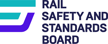 Logo of the Rail Safety and Standards Board with text.