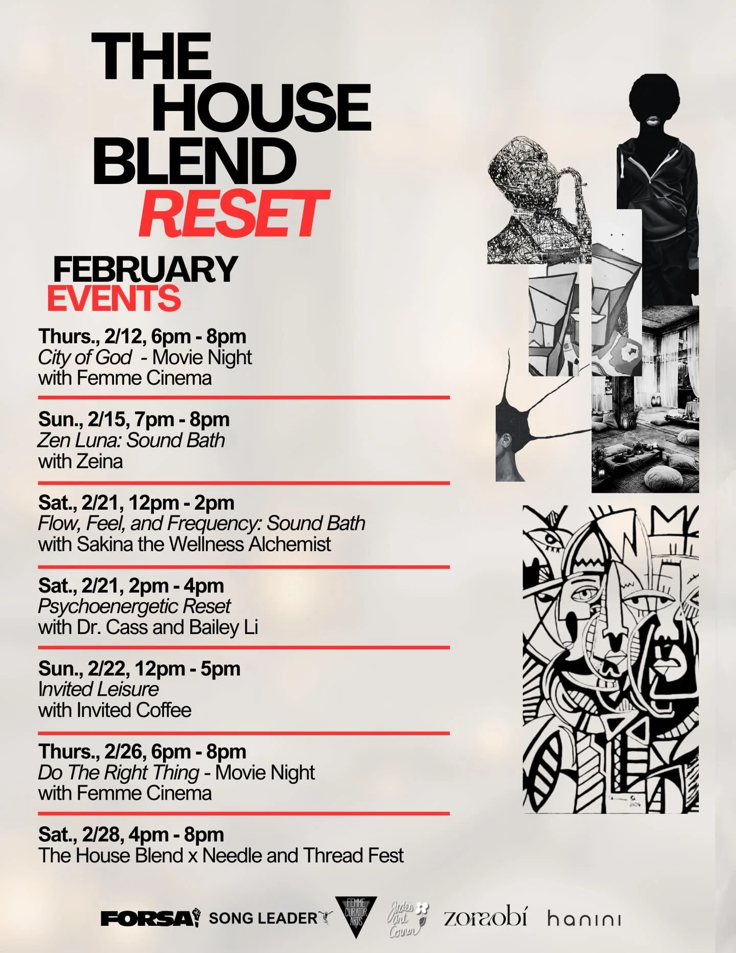 ✨ House Blend Reset &mdash; February ✨
 A month of films, sound, rest + ritual at The Mercer Downtown.

🎬 2/12 &amp; 2/26 Movie Nights w/ Femme Cinema 🌙 2/15 Zen Luna: Sound Bath with Zeina 🌊 2/21 Flow, Feel &amp; Frequency: Sound Bath with Sakina