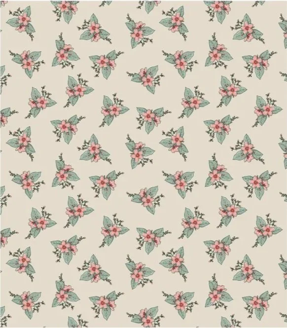 Pattern of holly leaves and pink berries on a light background.