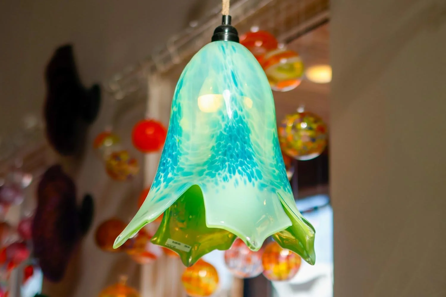 Blown Glass Light Fixture at Karg Art Gallery