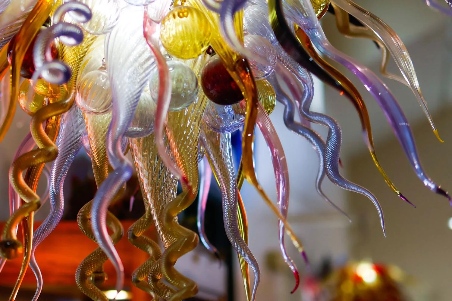 Custom blown glass art at Karg Art Gallery