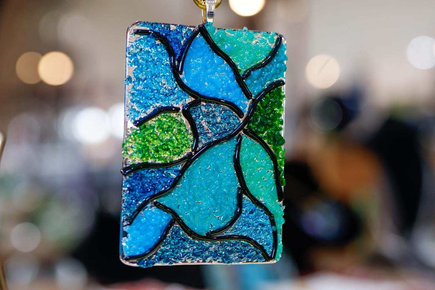 Fused glass pendant made at Karg Art Glass