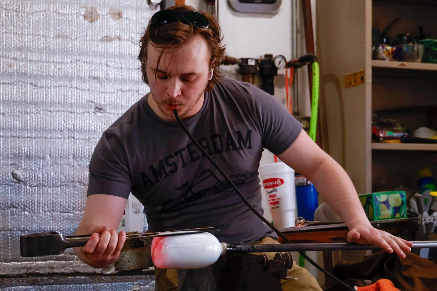 Blowing Glass at Karg Art Gallery