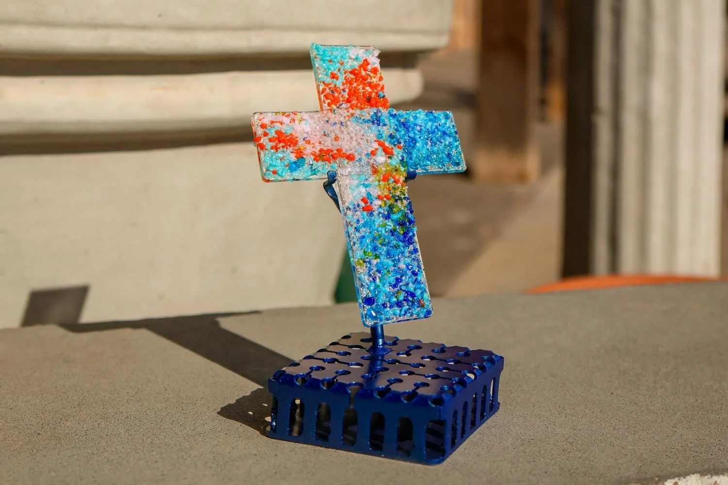 Fused glass cross