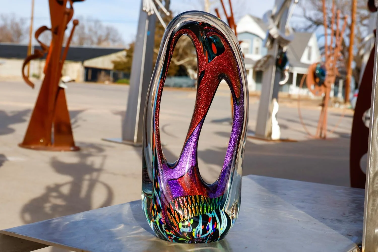 Blown glass sculpture at Karg Art Gallery