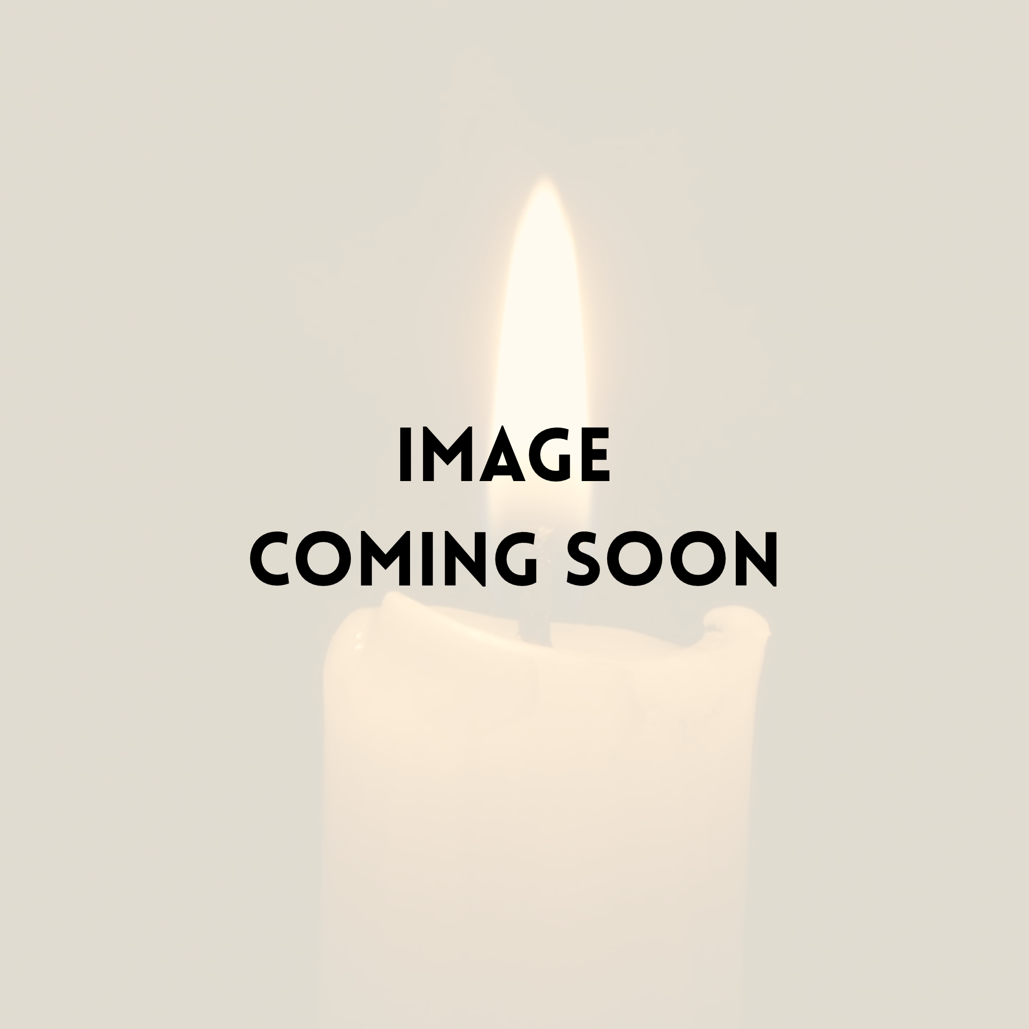 A white candle with a bright flame against a light-colored background, with text overlayed that reads 'Image Coming Soon'.