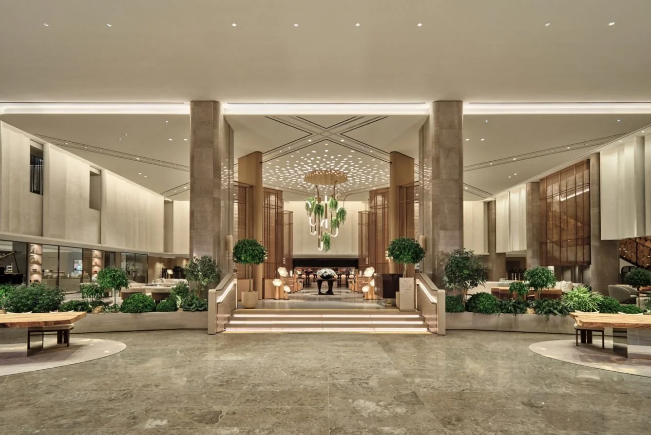 The entrance to a high end luxury hotel in Seoul Korea, the Westin Parnas Seoul