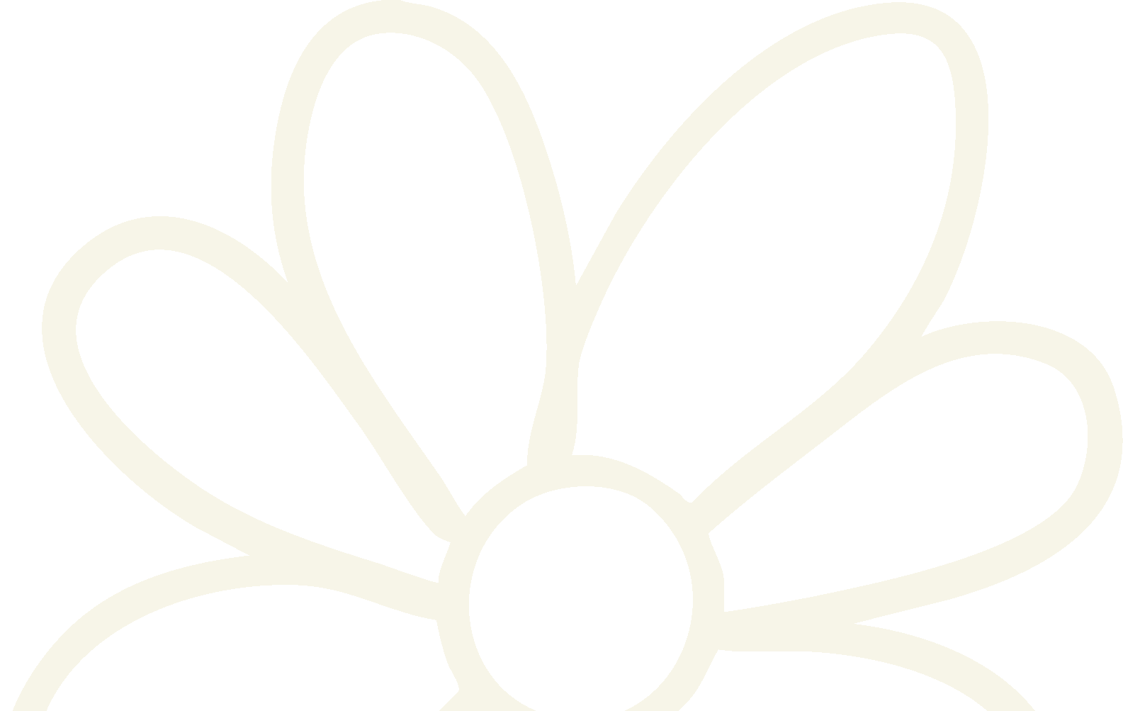 Outline drawing of a flower with five petals and a circular center.
