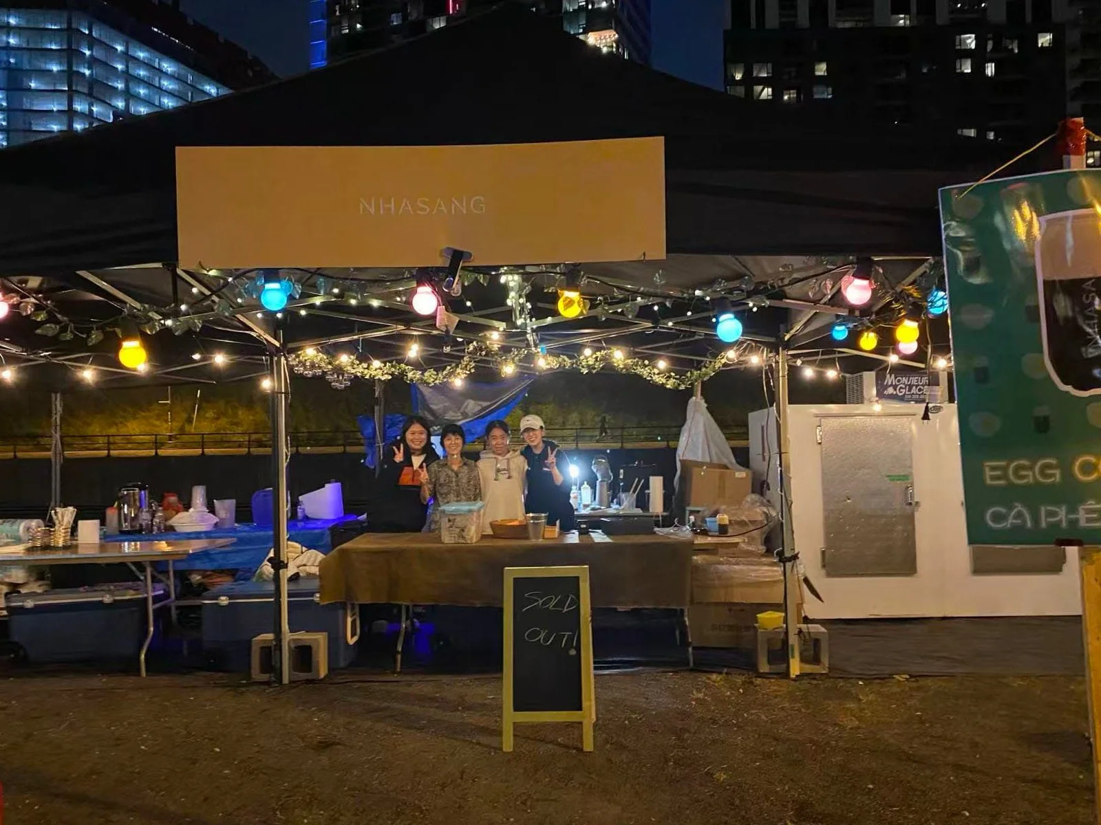 Day one of Nhasang at a Montréal food festival, where the egg coffee concept was first introduced