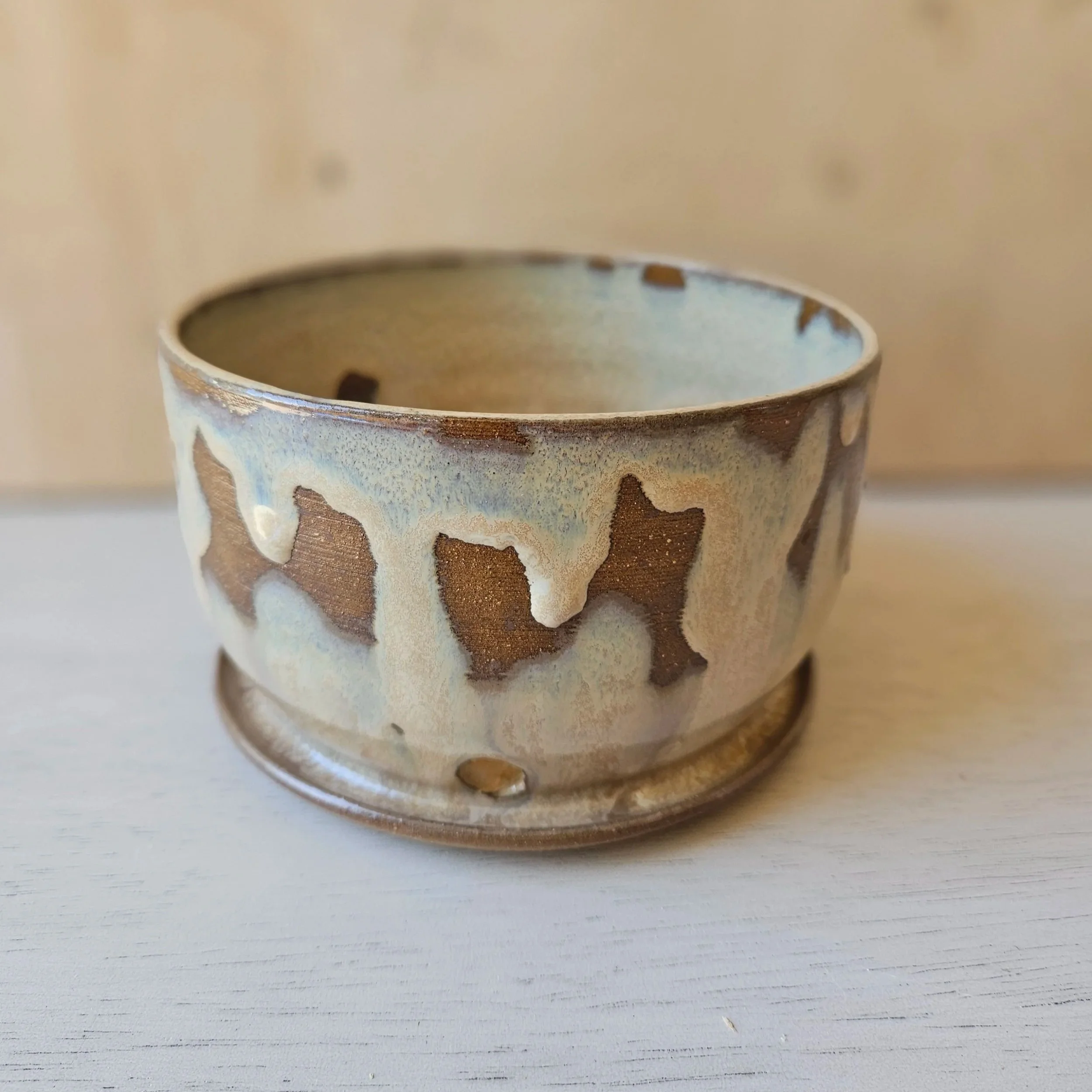 Small Planter - Mottled Beige with crazing
