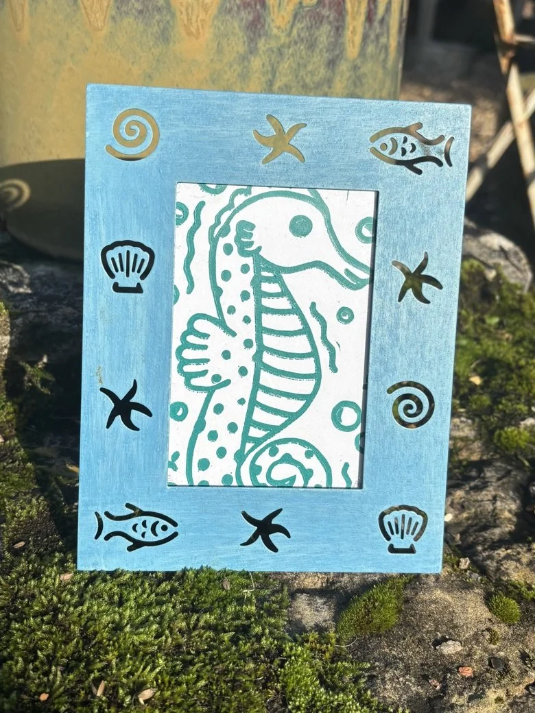 Mr Seahorse - Framed Lino Print
