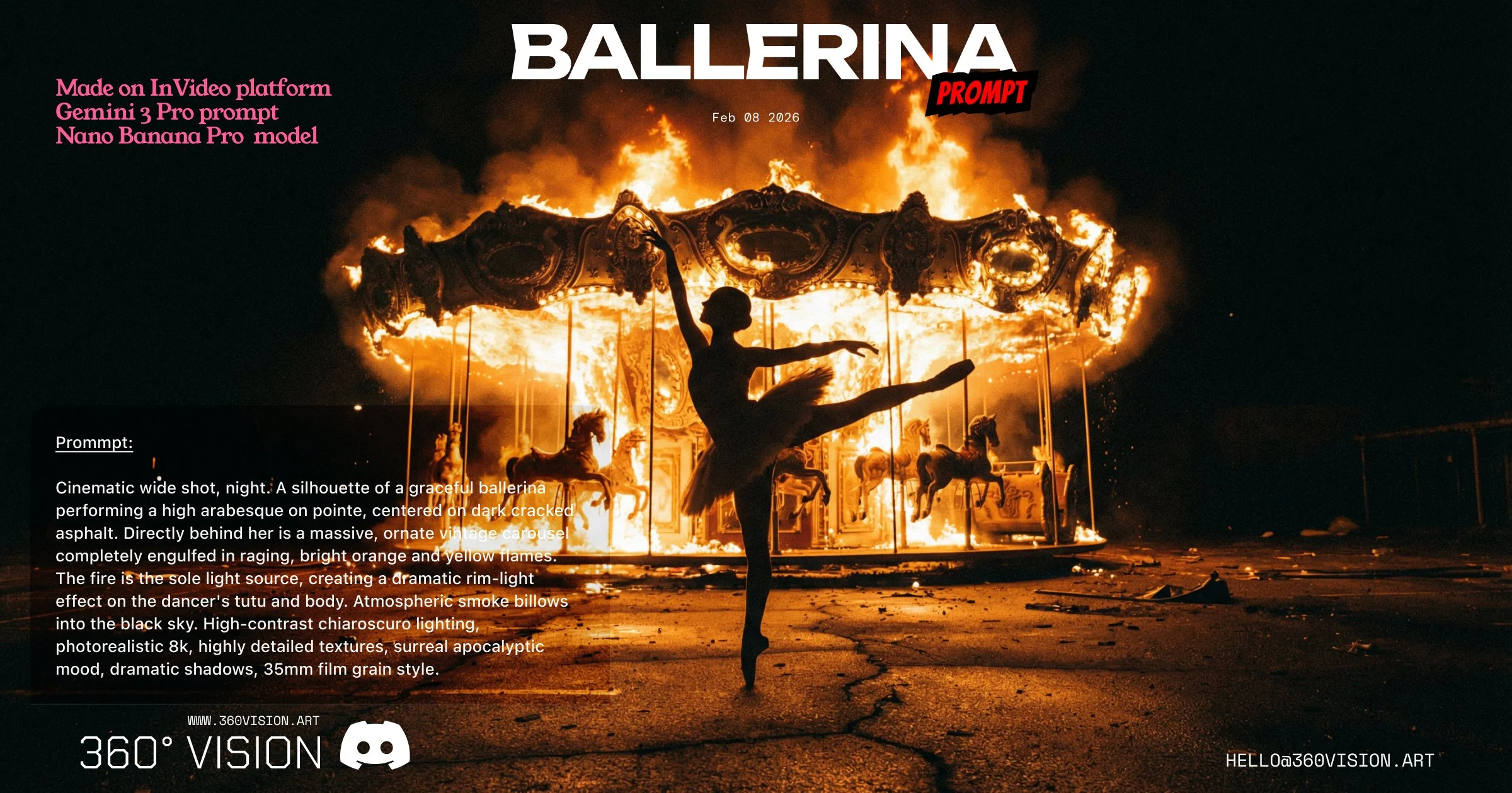 Stark silhouette of a ballerina