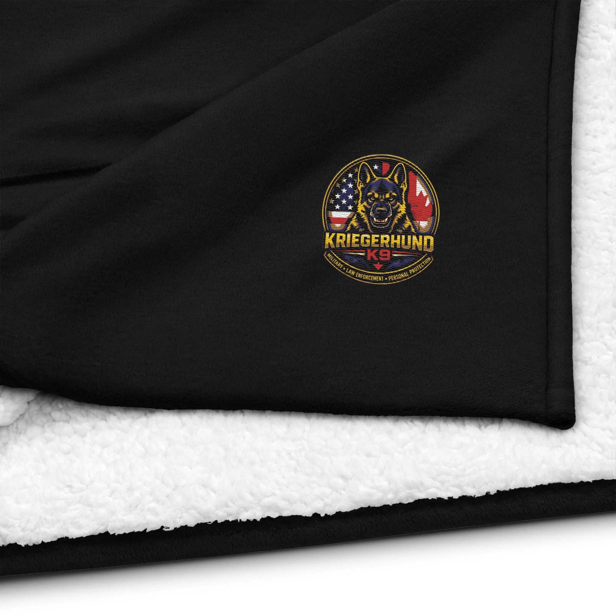 KRIEGERHUND K9 PREMIUM EMBROIDERED SHERPA BLANKET - 50"X60"