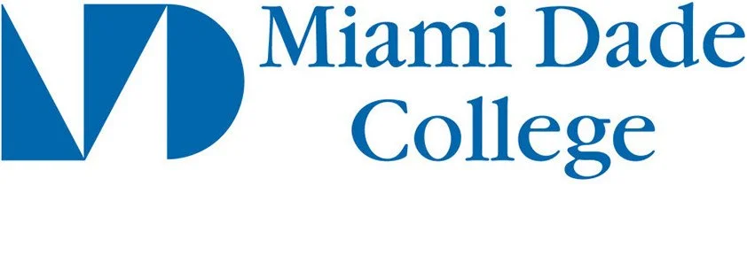 Miami Dade College logo with a blue stylized 'M' and the words 'Miami Dade College' in blue text.