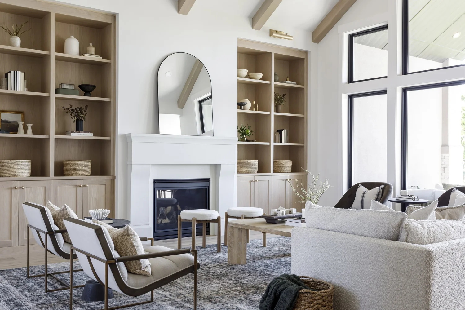 Light-oak built-in fireplace great room, interior photograph 1 of 6 by Andi Marshall Interiors