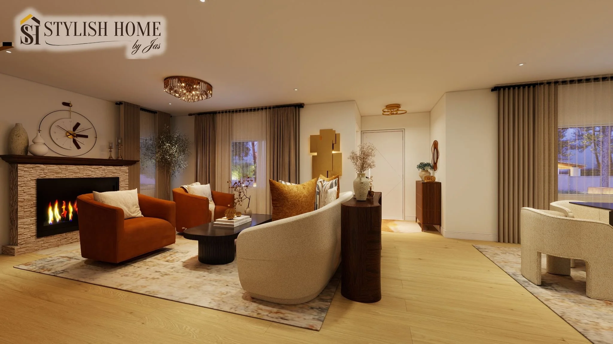 Modern Warm Living Room