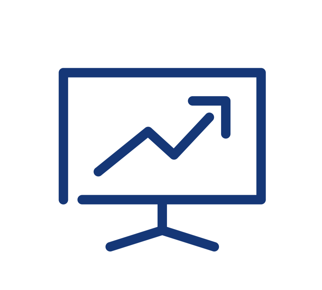 Icon of a chart on a presentation stand