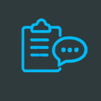 Clipboard with a speech bubble icon