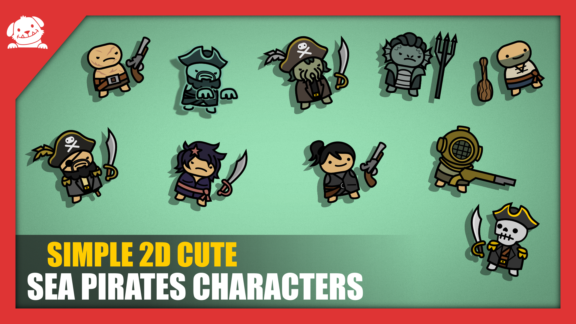 Simple 2D Cute Sea Pirate Characters