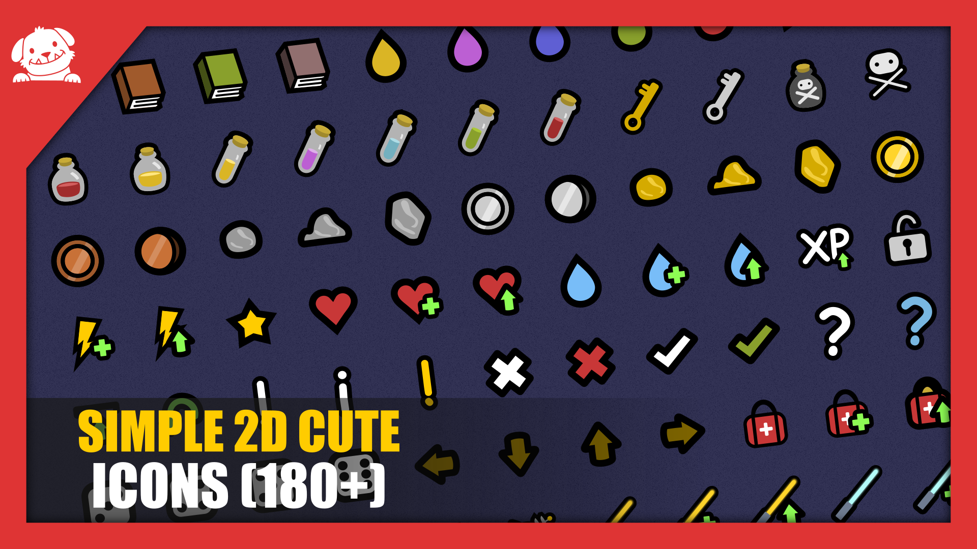 Simple Cute 2D Icons (180+ with Source)