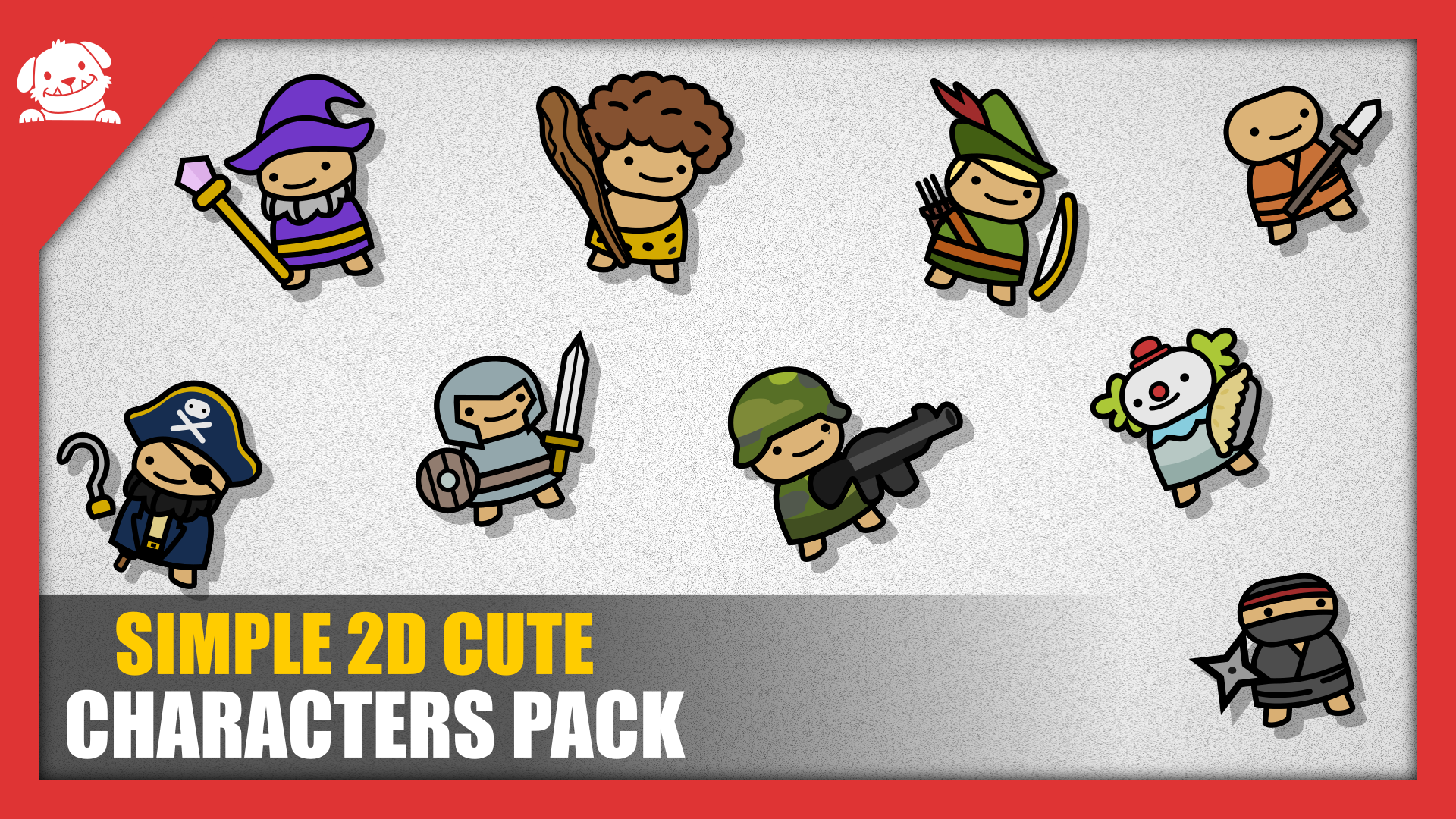 Free Simple 2D Cute Characters Pack (9 Characters + SVG + Prefabs)