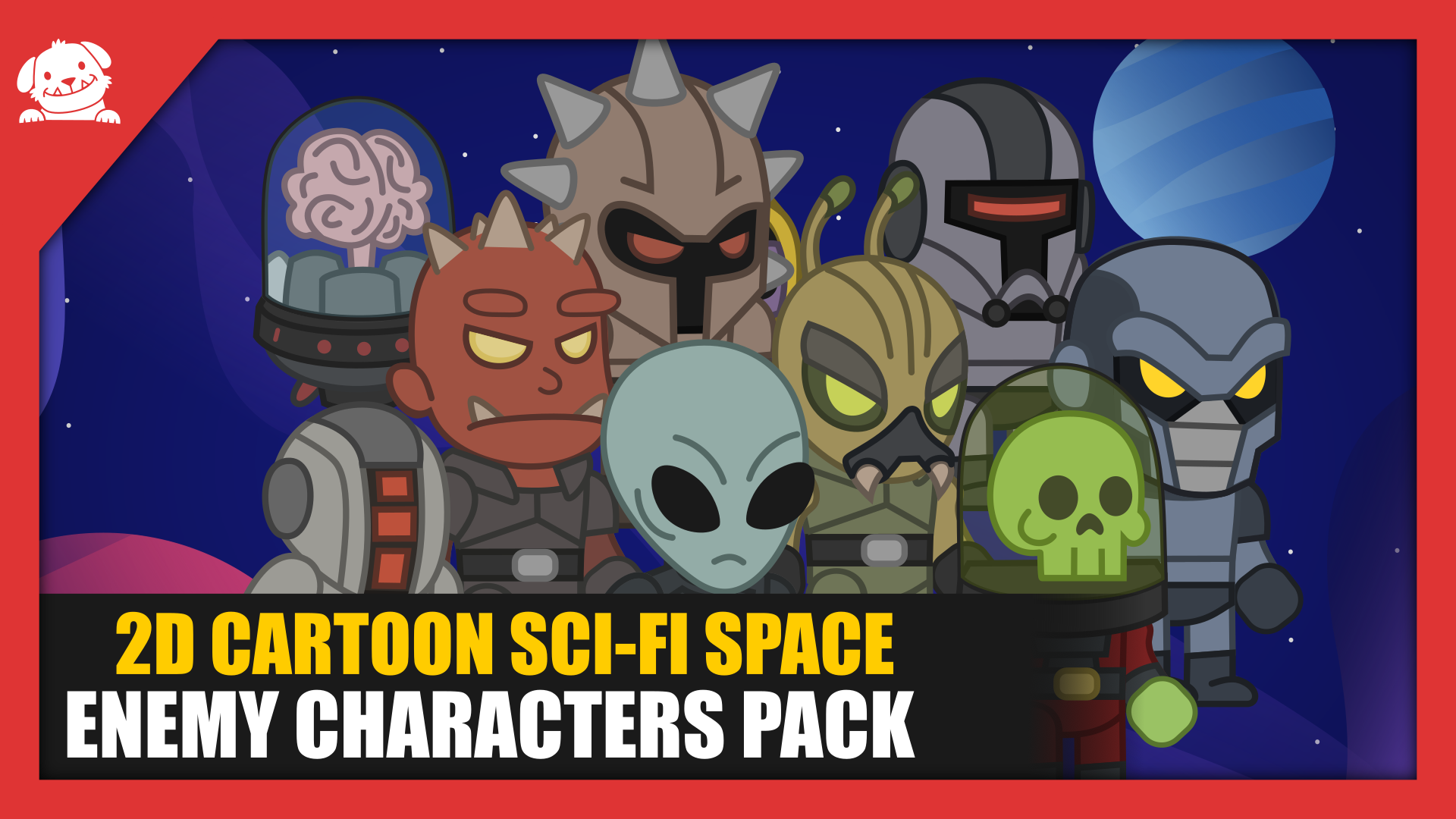 2D Cartoon Sci-Fi Space Enemy Characters