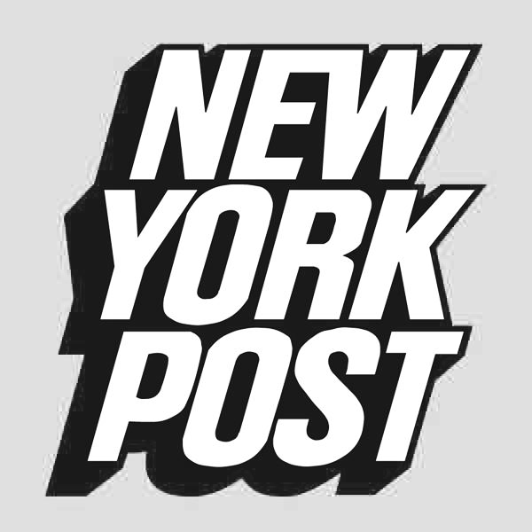 Bold text reading 'NEW YORK POST' with a black shadow effect on a gray background.