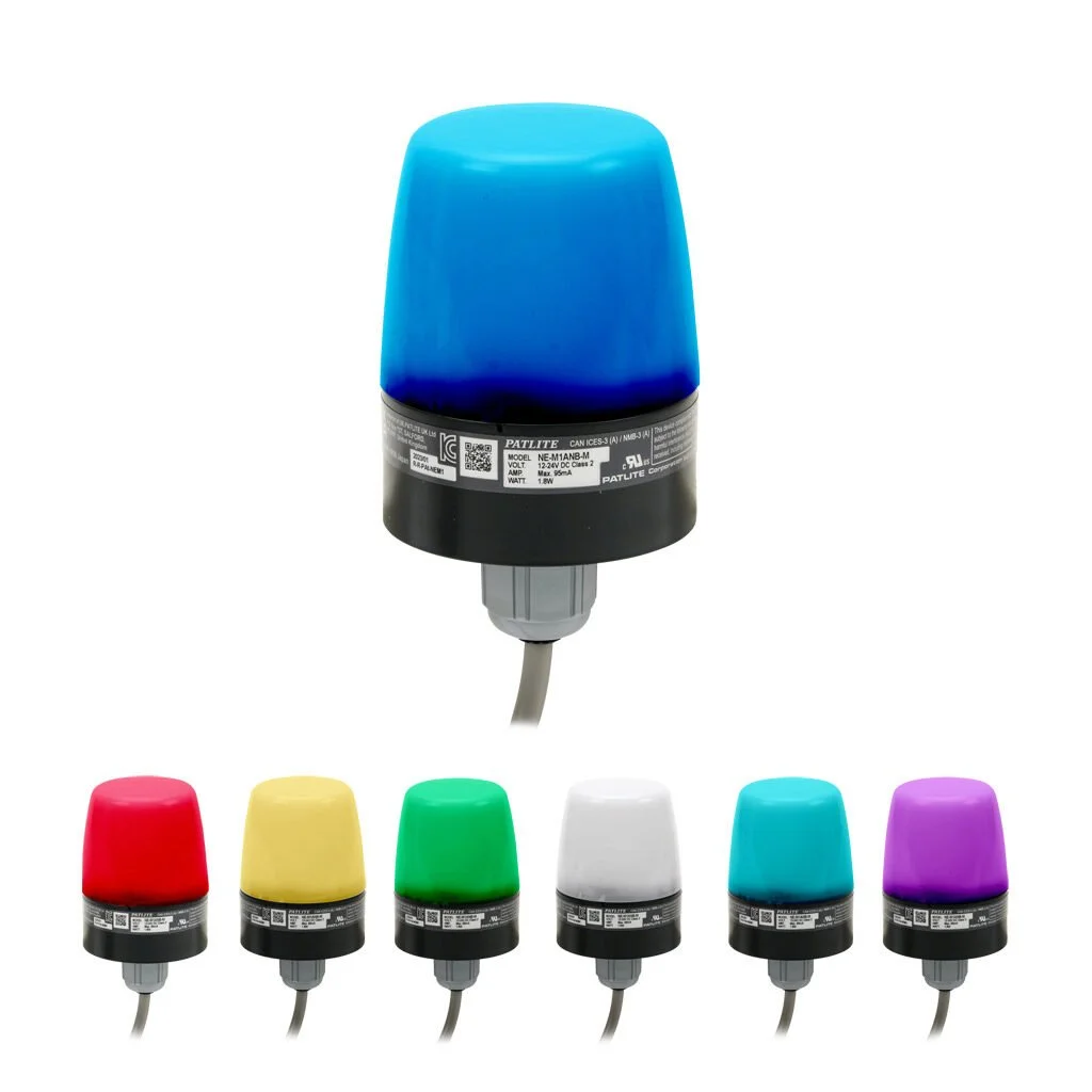 LED audible-visual signal beacon, 88 dB at 1m, continuous/intermittent tone(s), continuous or flashing (500ms), multi-color, 56mm, 12-24 VDC, IP65.