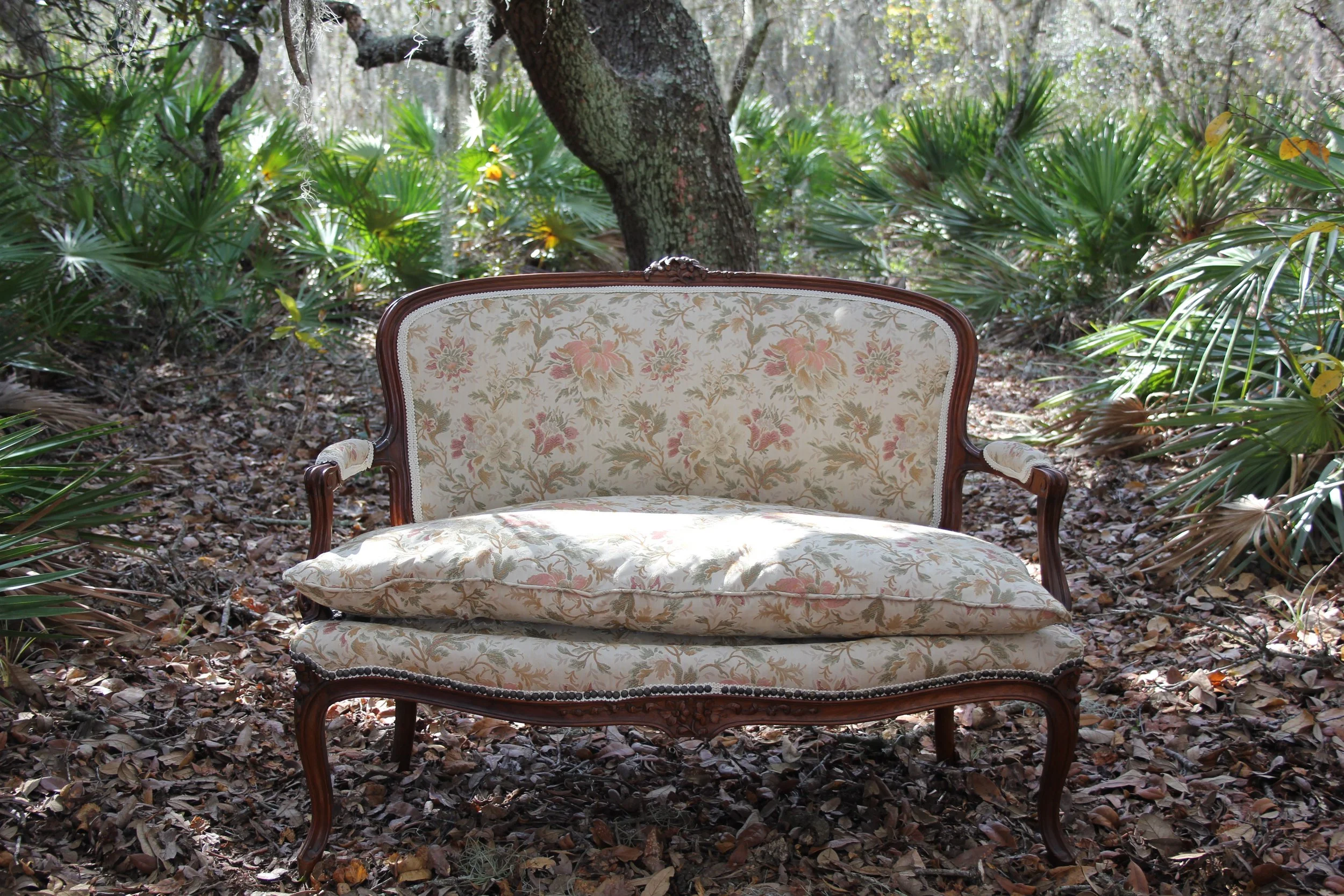 Floral Upholstered Vintage Settee