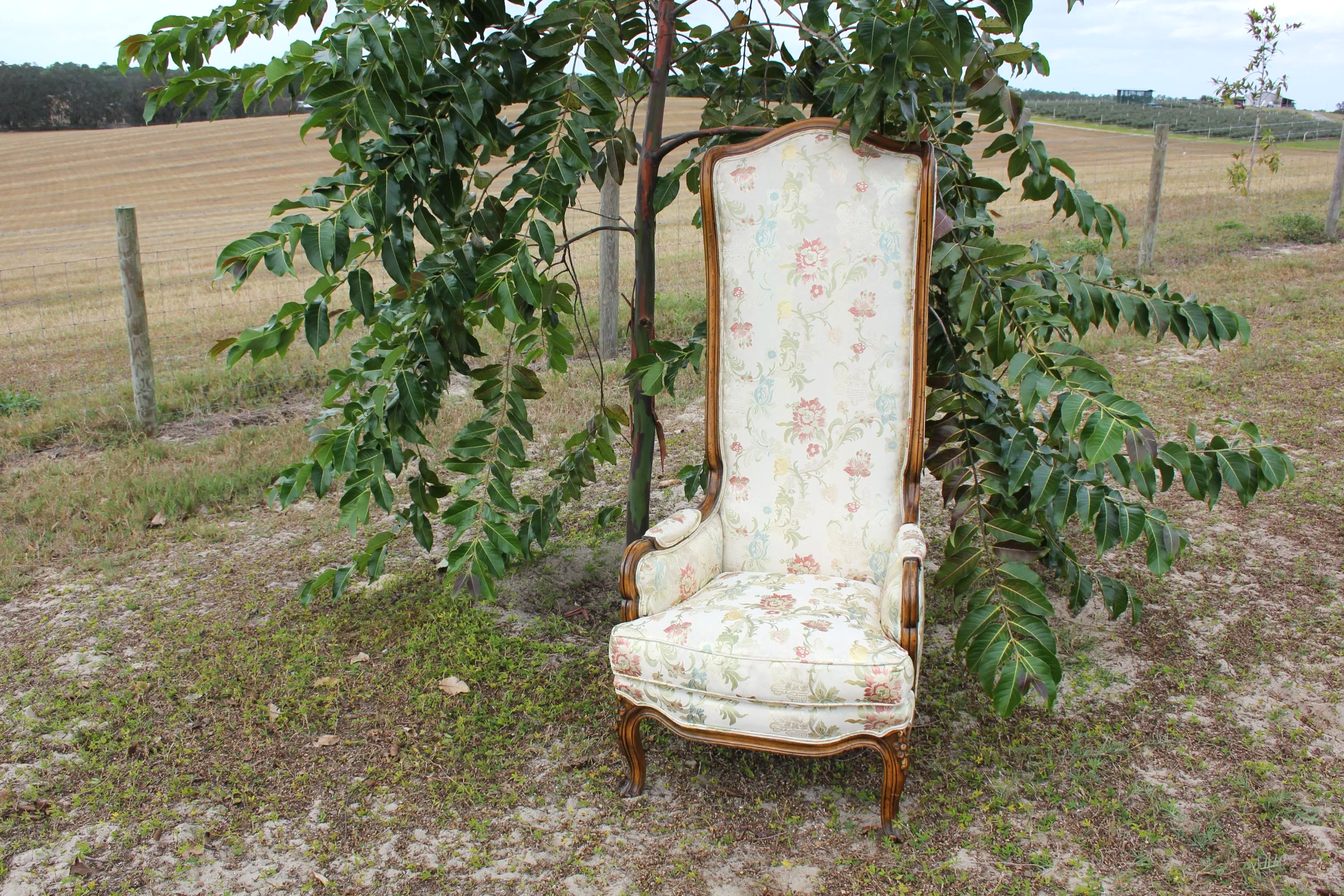 Floral High-Back Accent Chair