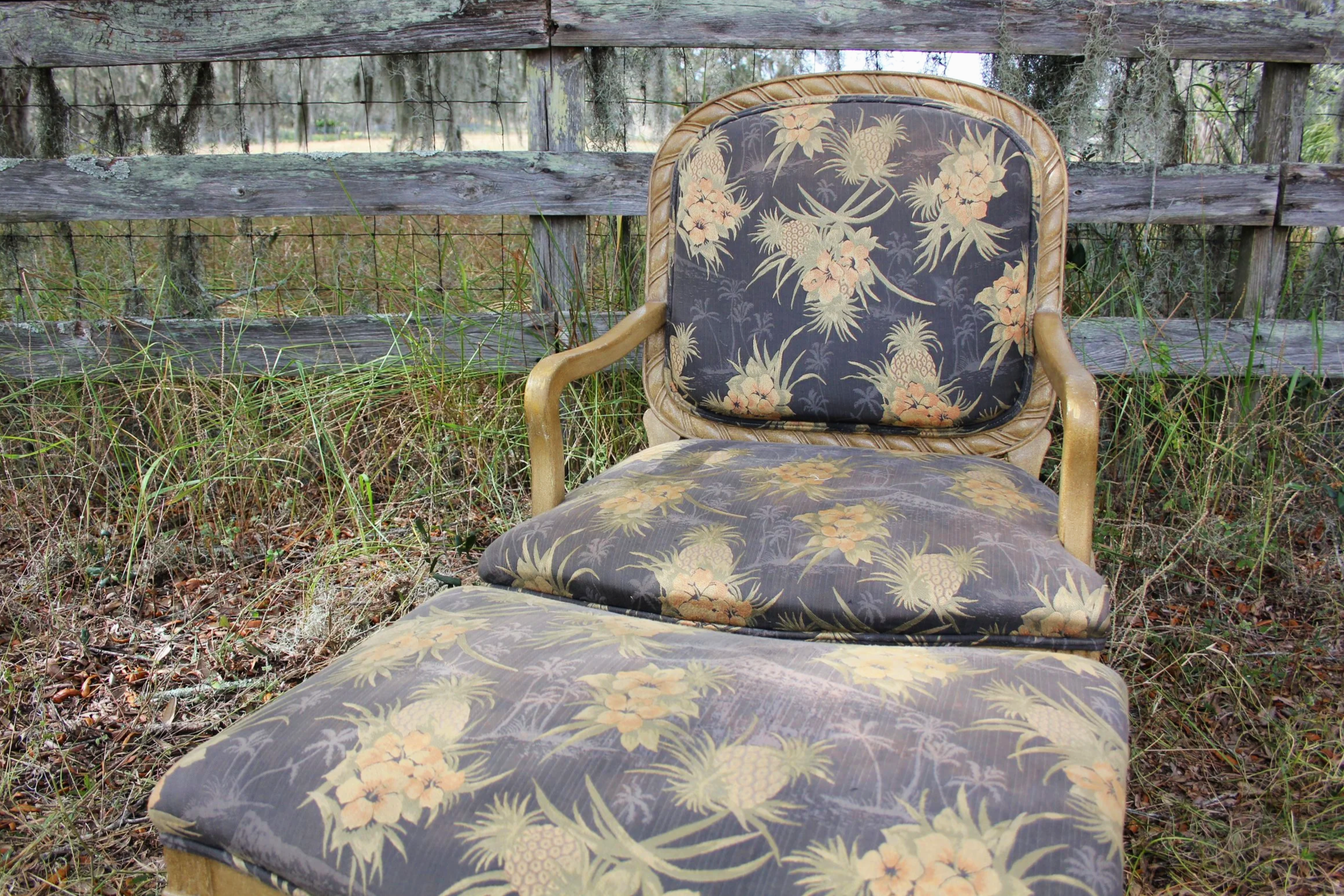 Vintage Safari Lounge Chair with Ottoman