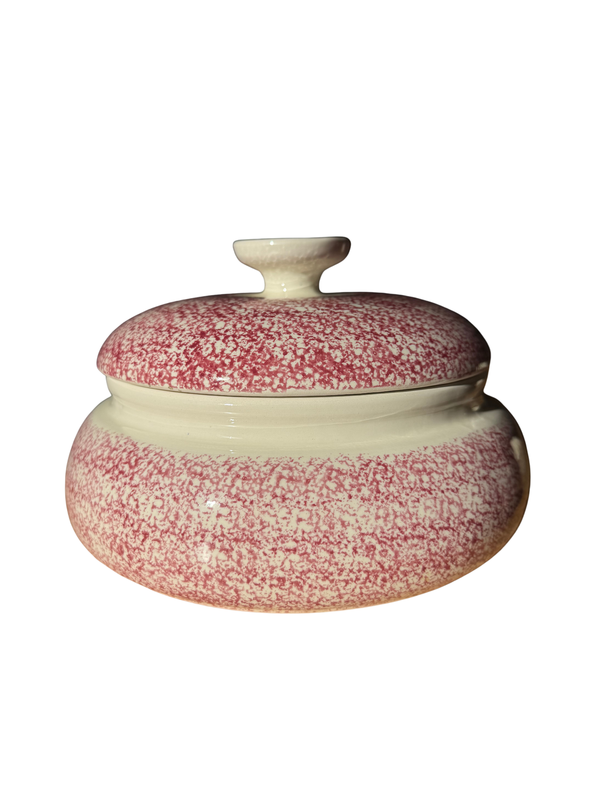 Rose Spatterware Lidded Crock