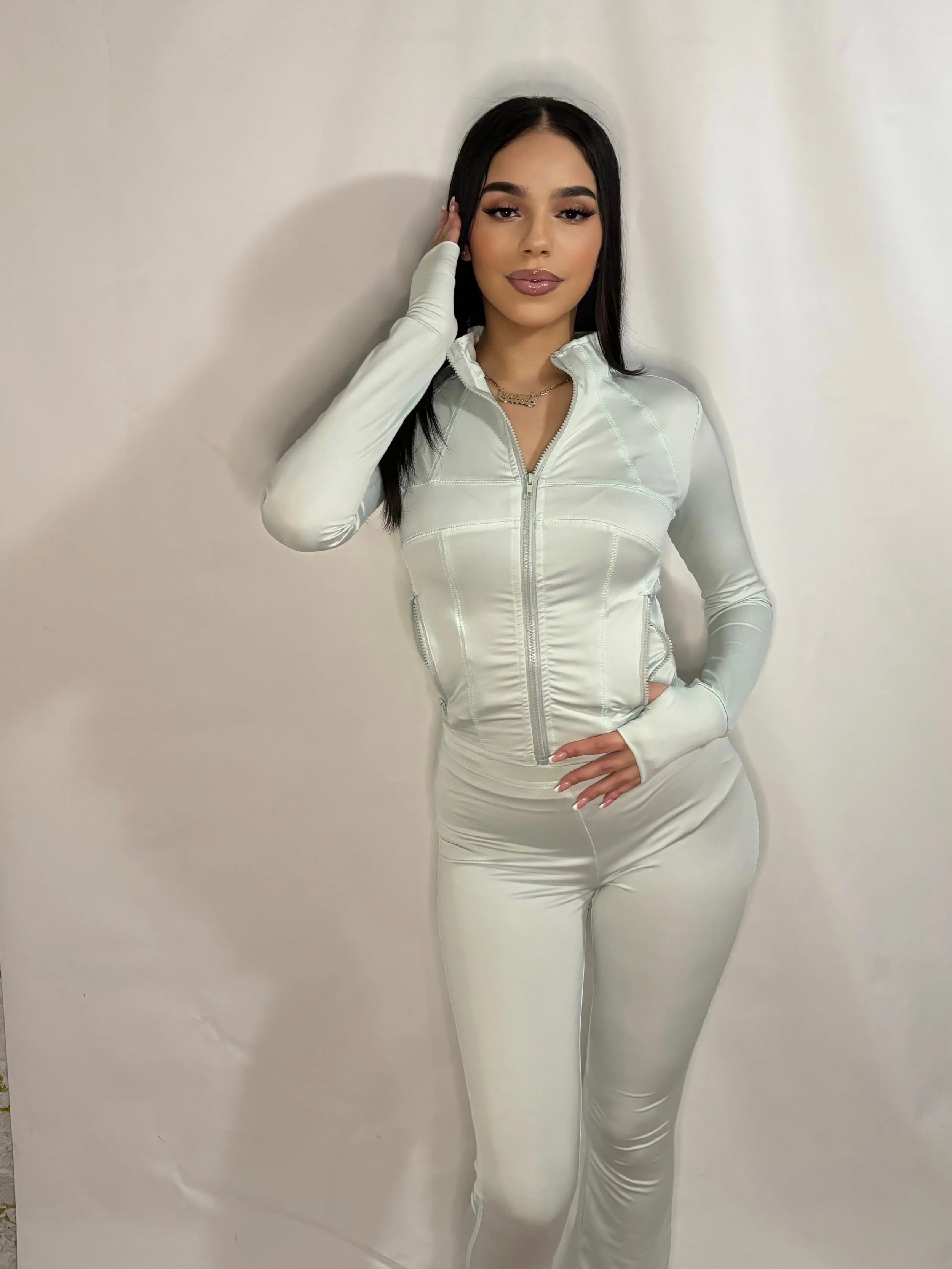 Mint Green Sports Halter Pants 2 Piece Set