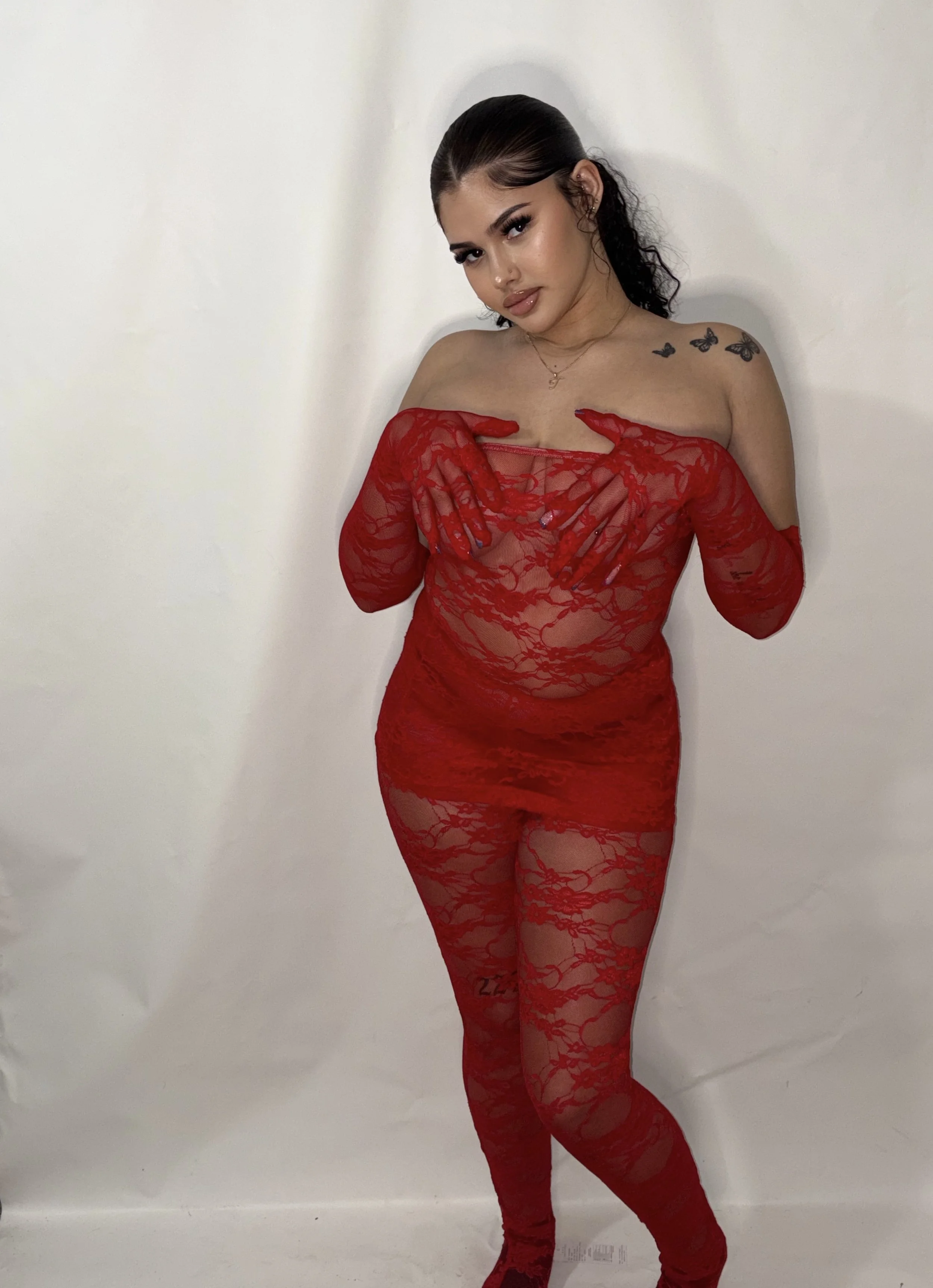 Sexy Red Lace 3 Piece Set