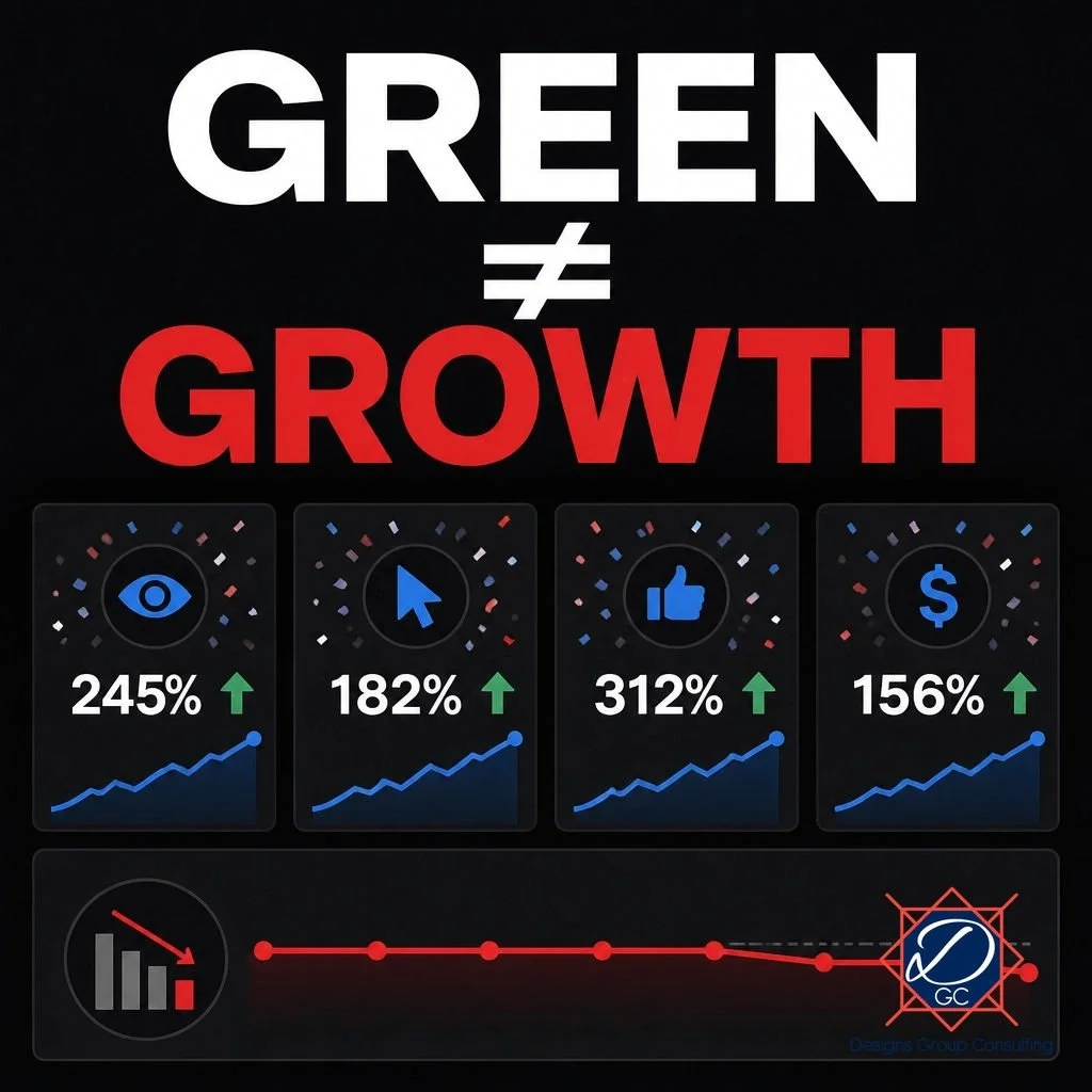 The campaign report arrived glowing:

Reach: up.
Clicks: up.
Engagement: up.
The business outcome: still waiting in the lobby.

A metric can be green without being meaningful. Choose KPIs that connect activity to outcomes such as qualified leads, con