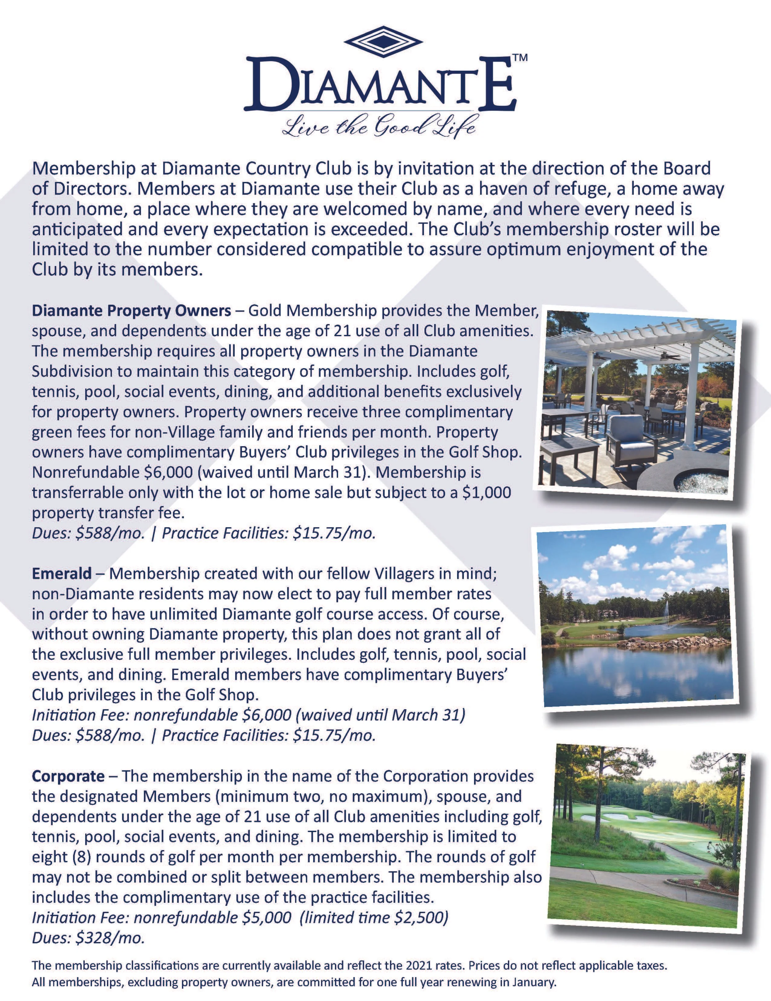 Diamante Member flyer