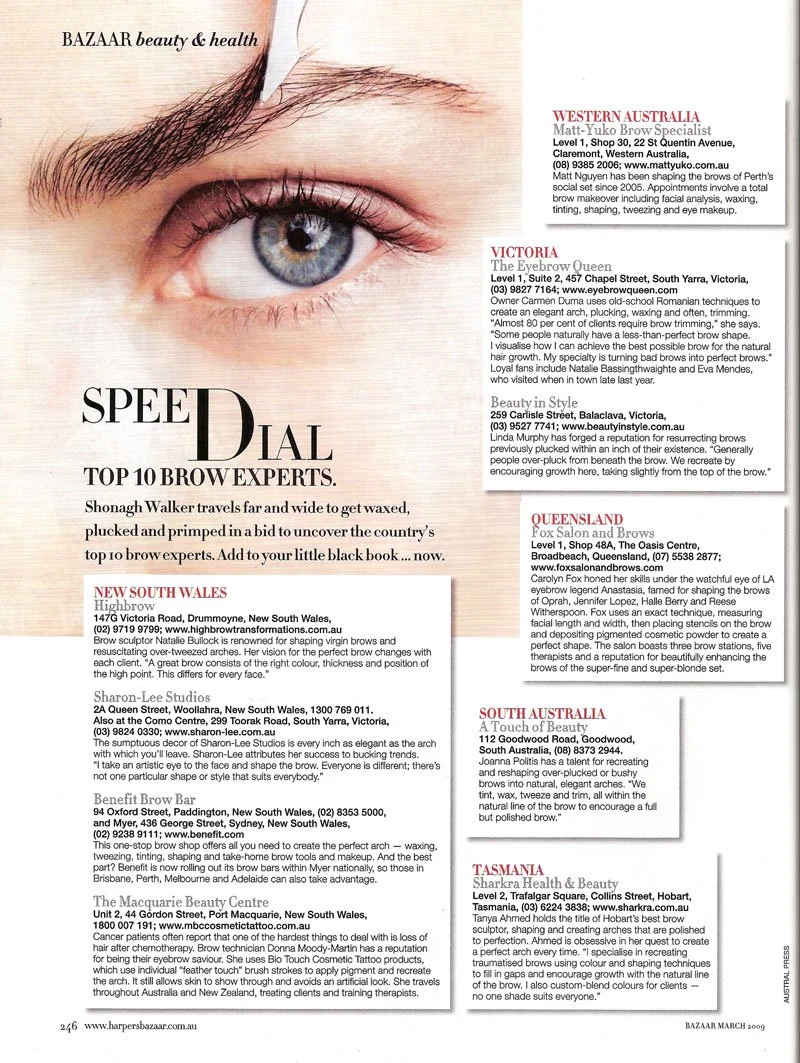 12.	"Top 10 Brow Experts" - Harpers Bazaar