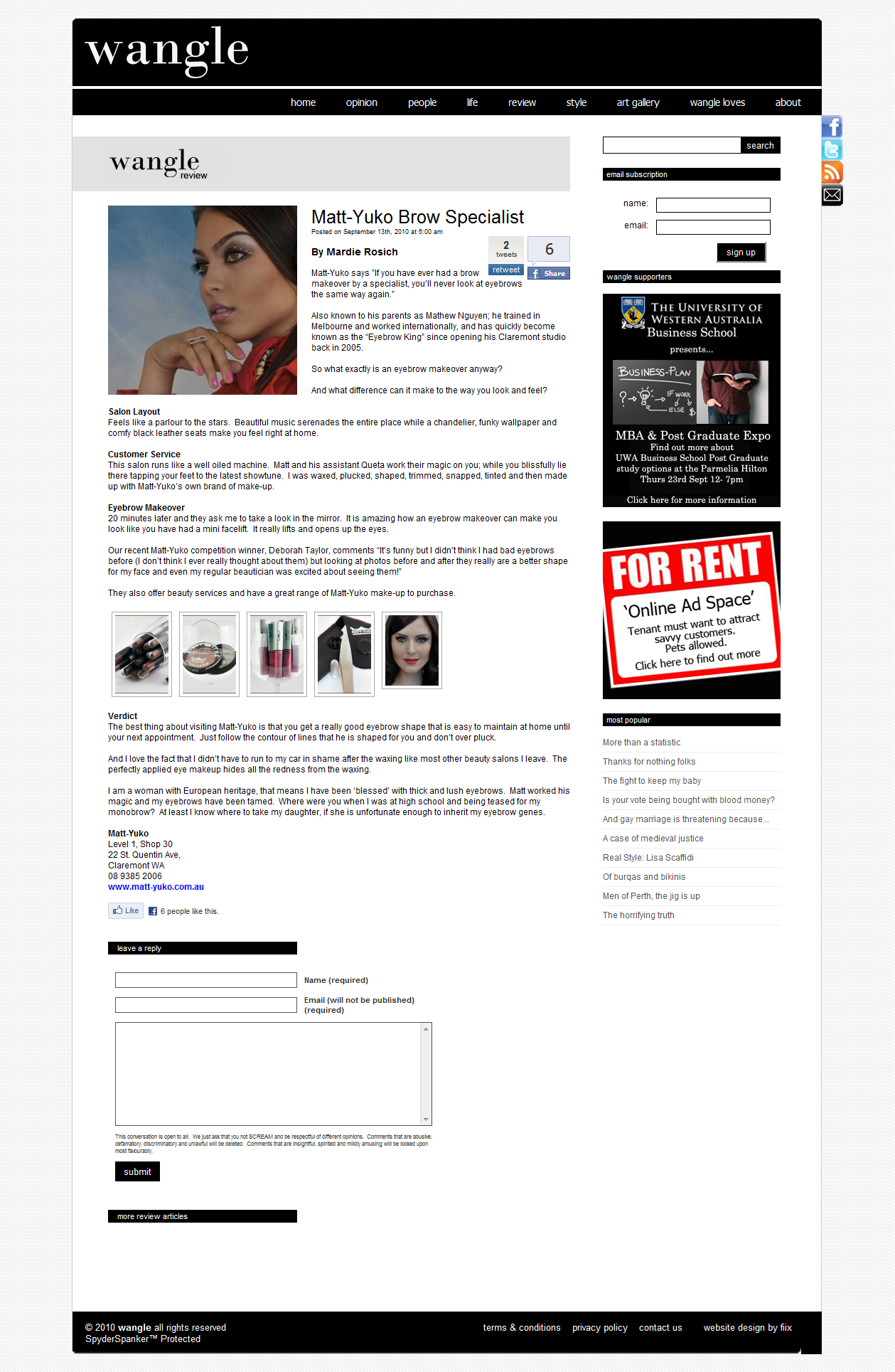 4.	"Brow Review" - Wangle Online Review