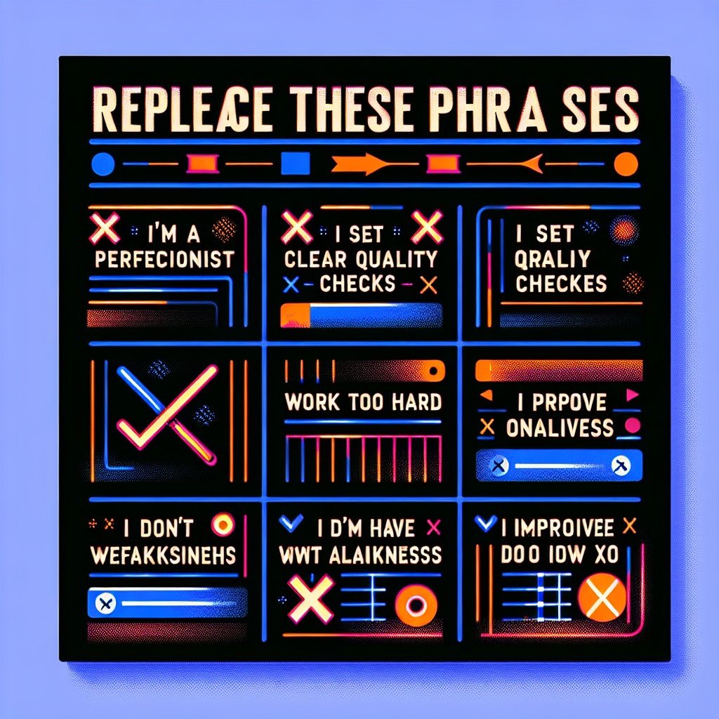 Replace these interview phrases 👇

❌ &ldquo;I&rsquo;m a perfectionist&rdquo;

✅ &ldquo;I set clear quality checks so work ships clean.&rdquo;

❌ &ldquo;I work too hard&rdquo;

✅ &ldquo;I prioritize outcomes and manage my time.&rdquo;

#interviewtips